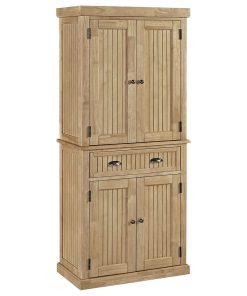 Traditional Storage Cabinet, Hardwood Frame With 4 Doors & Drawers, Brown Finish