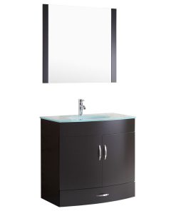 Style 5, 36"W Black Vanity Sink Base Cabinet, Mirror, LV5-36B