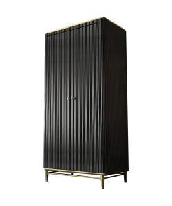 70'' Modern Black Wardrobe Closet, Multi-Storage