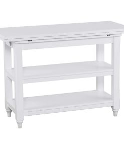 Traditional Dining Table, Convertible Design With 2 Lower Shelves, White Finish