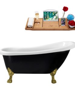 61" Streamline N481BGL-IN-BL Clawfoot Tub and Tray With Internal Drain