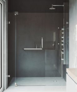 VIGO Pirouette Frameless Shower Door, 66", Brushed Nickel