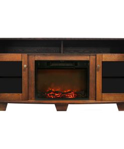 59.1"X17.7"X31.7" Savona Fireplace Mantel With Log Insert - Walnut