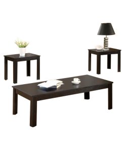 3 Piece Rectangular Wood Table Set, Black