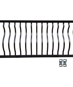6'x42" Hammered Blk Aluminum Straight Deck Railing Kit, Curved Baluster