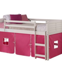 Twin Louver Low Loft White W/Pink Tent