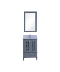 24" Gray Sink Vanity With Mirror, Without Faucet