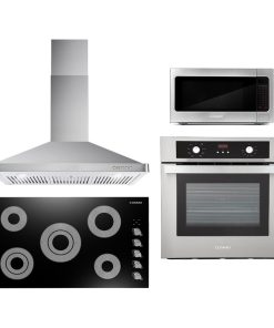 4 Piece, 36" Cooktop 36" Wall Mount Range Hood 24" Wall Oven & 24.4"Microwave