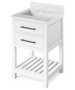 24" Wavecrest Vanity With White Carrara Marble Top White