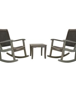 3-Piece Gray Wash Eucalyptus Rocking Chair Set