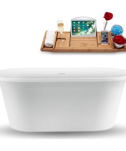 59" Streamline N1560GLD Freestanding Tub and Tray with Internal Drain