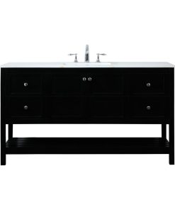 Tucker 60" Single Bathroom Vanity, Black