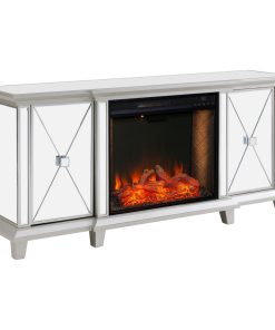Tintern Alexa Enabled Fireplace Media Console, Silver