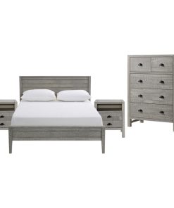 Windsor4-Piece Bedroom Set With Panel, Driftwood Gray, Full