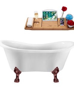62" Streamline N1020ORB-IN-BGL Clawfoot Tub and Tray With Internal Drain