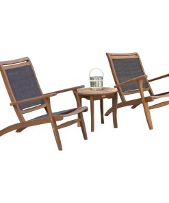 3-Piece Eucalyptus and Sling Lounge Set With Round Accent Table
