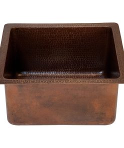 16" Gourmet Rectangular Hammered Copper Bar/Prep Sink, Oil Rubbed Bronze
