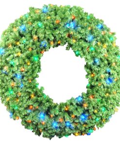 5' Sequoia Wreath Pre-Lit With Multi Colored LEDs