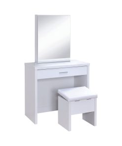 2 Piece Vanity Set With Lift-Top Stool, White