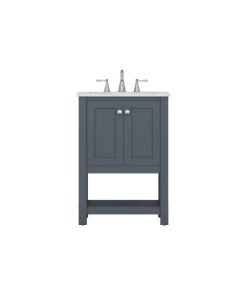 Wilmington 24" Bathroom Vanity With Carrera Marble Top, Gray, 24"