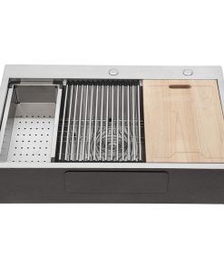 33"x22" Stainless Steel Drop, Sink Ledge Workstation Topmount Single Bowl