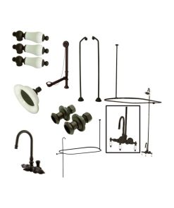 Vintage Wall Mount Gooseneck Clawfoot Tub Faucet Package, Oil Rubbed Bronze