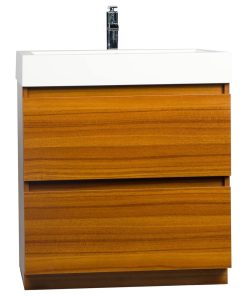 29.5" Contemporary Bathroom Vanity, Teak