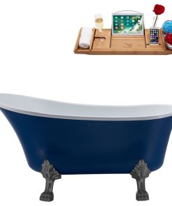 55" Streamline N370BGM-IN-WH Clawfoot Tub and Tray With Internal Drain