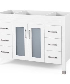 Taylor Contemporary 48" Wood Bathroom Vanity, Counter Top Not Included, White