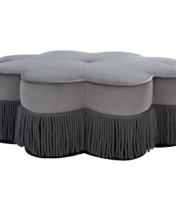 Tanith Flower Ottoman - Dark Gray