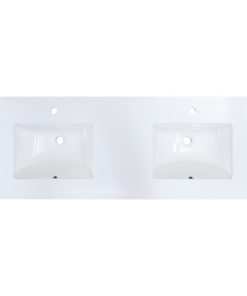 Viterbo 61" Stone effects Vanity Top in White with White Sink