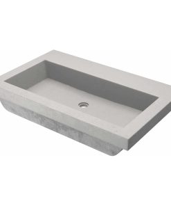 Trough 3019 Concrete Bathroom Sink, Ash, No Faucet Hole