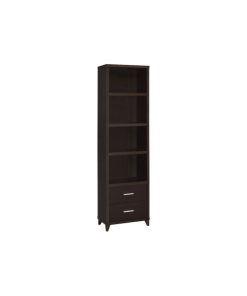 3 Shelf Wooden Media Tower With 2 Drawers, Dark Brown