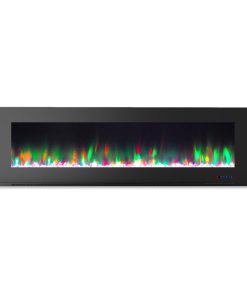 72" Wall-Mount Electric Fireplace, Black