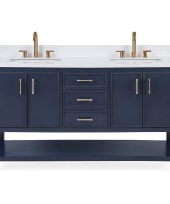 Tennant Brand Single Sink Vanity, Felton, Navy Blue, 60'', White Quartz