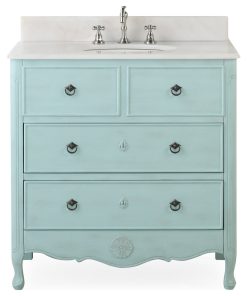 34" Daleville Distressed Light Blue Vanity, With Backsplash