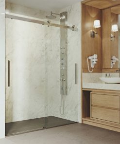 VIGO 60" x 74" Caspian Adjustable Frameless Sliding Shower Door, Stainless Steel