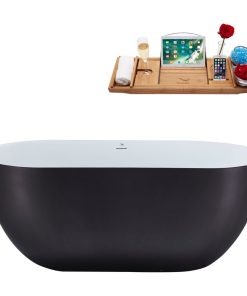 59" Streamline N813WH Freestanding Tub and Tray With Internal Drain
