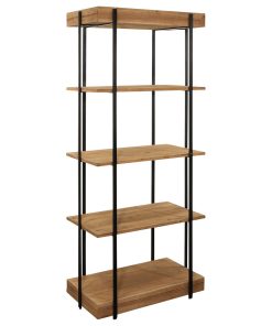 Wood/Metal, 68"H 5-Layered Shelf, Brown/Black Kd
