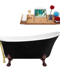 59" Streamline N344ORB-BGL Clawfoot Tub and Tray With External Drain