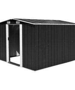 vidaXL Garden Shed 117.3" Metal Anthracite Tool Storage Carport House Outdoor