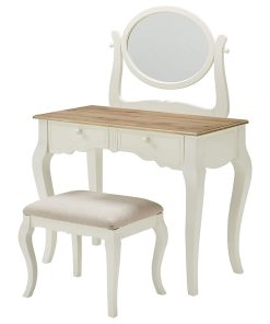 Vanity Table Set, Adjustable Oval Mirror and Padded Stool Seat for Comfort