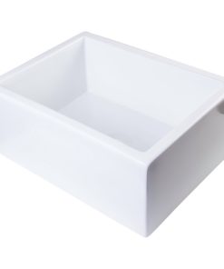 24" White Smooth Thick Wall Fireclay Single Bowl Farm Sink