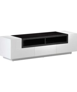 Two-Tone Modern TV Stand, White Gloss Dark Oak