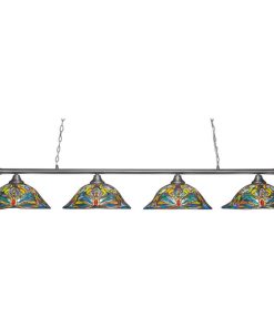 Toltec Lighting 374-BN-990 Oxford - Four Light Brushed Nickel Billiard