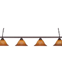 Toltec Lighting 804-BRZ-58319 Billiard - Four Light Island