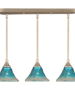 3 Light Mini Pendant, 7" Teal Crystal Glass