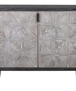 2 Door Sunburst Diamond Accent Chest Black Gray Shelves Rustic