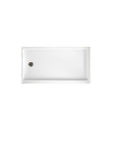 Swan 60x32x4 Solid Surface Shower Base, Left Drain, Ice