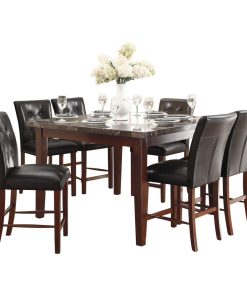 7-Piece Davall Dining Set Counter Height Table and 6 Chair, Espresso